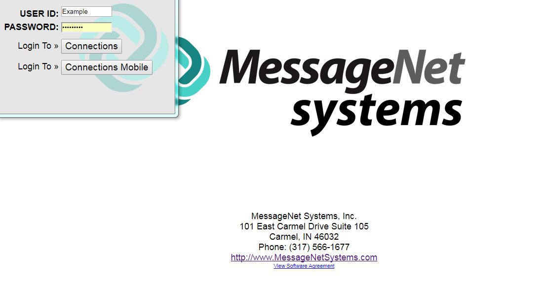 MessageNet log in window